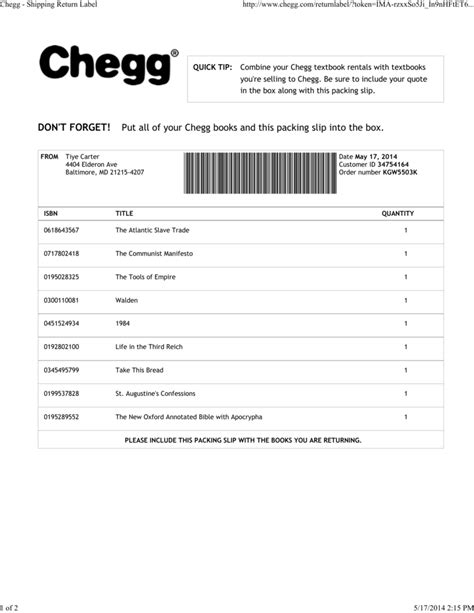 chegg shipping time|chegg return label.